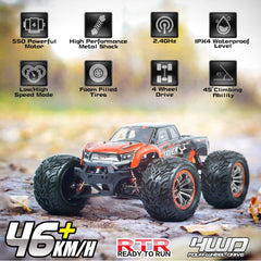 Hosim 1:12 Scale RC Car Monster Truck Oil Shock 2 Dual Batteries High Speed 9155 Red