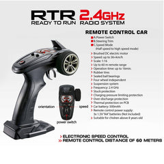 Hosim 1:16 Scale RC Car Monster Truck High Speed with 2 Batteries 9135 Red