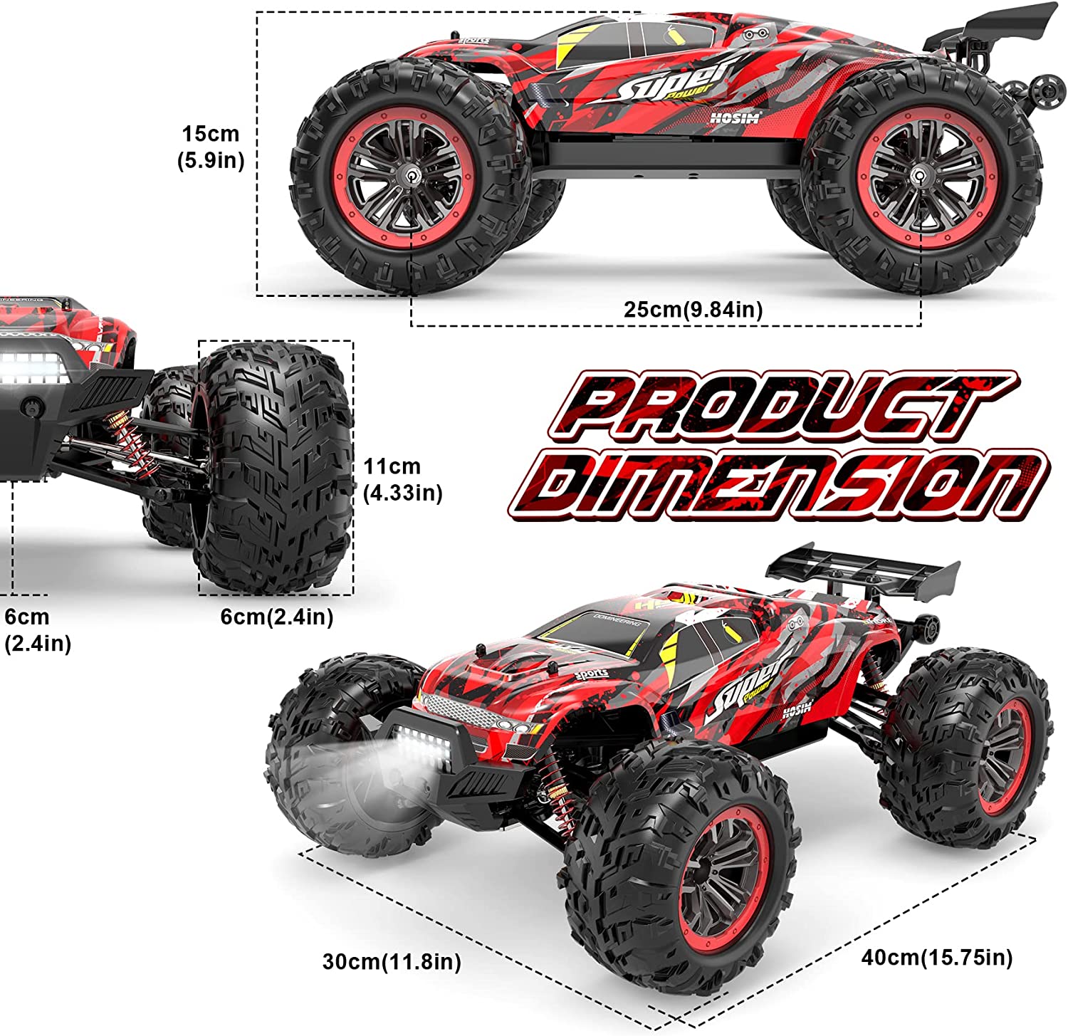 Hosim RC Car 1/10 Brushless SUPER X07 High Speed 43MPH 4WD Off Road Monster Truck