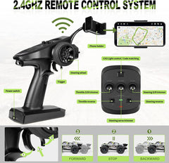 Hosim Bluetooth GPS 1:16 RC Car Remote Control Truck with App,4WD Radio Cars Off Road Waterproof Hobby Grade Trucks for Child Adults