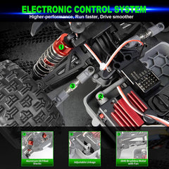 Hosim 1:16 Brushless RC Car 4WD Waterproof 60+KMH Fast Remote Control Truck Radio Cars Off-Road Hobby Grade Toy Crawler Electric Vehicle Gift for Boys Adult Children