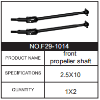 RC Car Front propeller shaft F29-1014 Accessory Spare Parts for 1:10 M23
