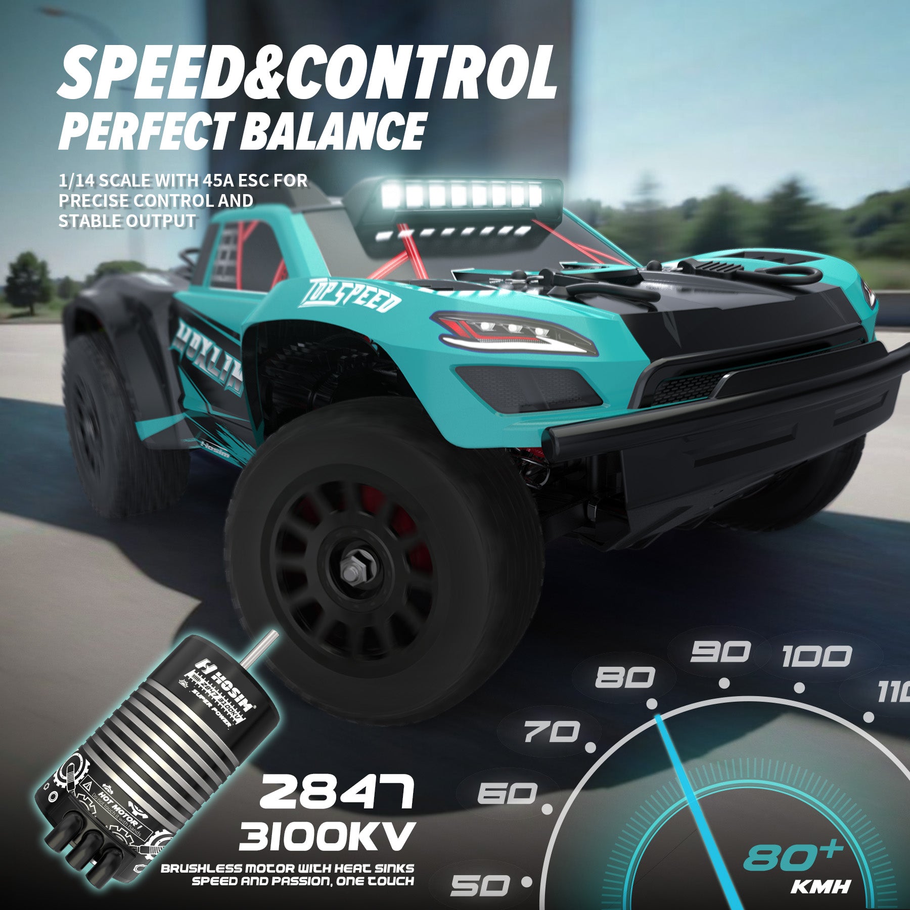 RC Car 1/14 Brushless MOXLIN M13 Fast 50 MPH For Adults 4X4 All Terrain Off Road Hobby Electric Monster Truck