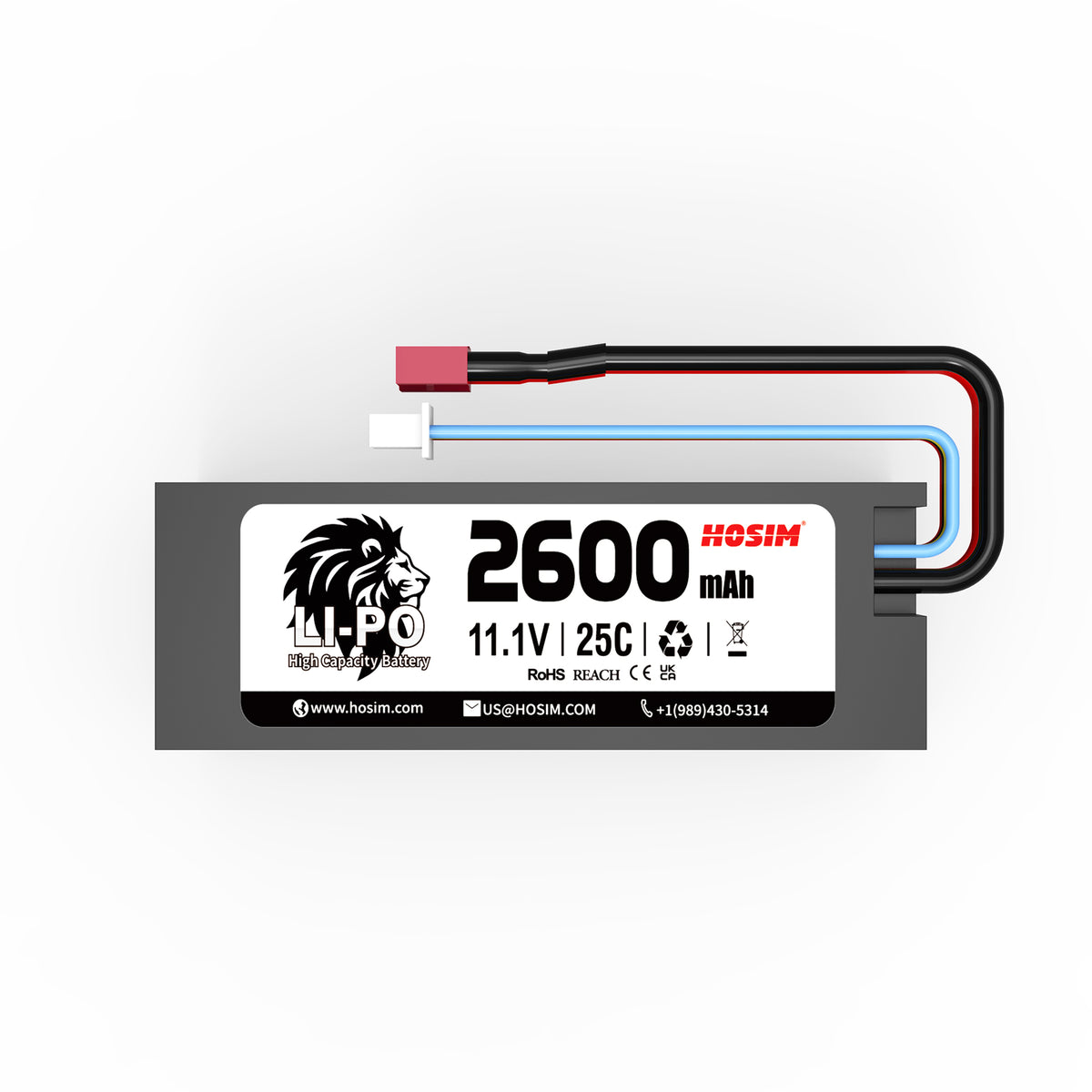 Hosim RC Cars Replacement 25C 11.1V 3S 2600mAh Battery F22-DC Hard Case Use for High Speed RC Truck  1:8 Scale X07 X08 X17 X25 X27