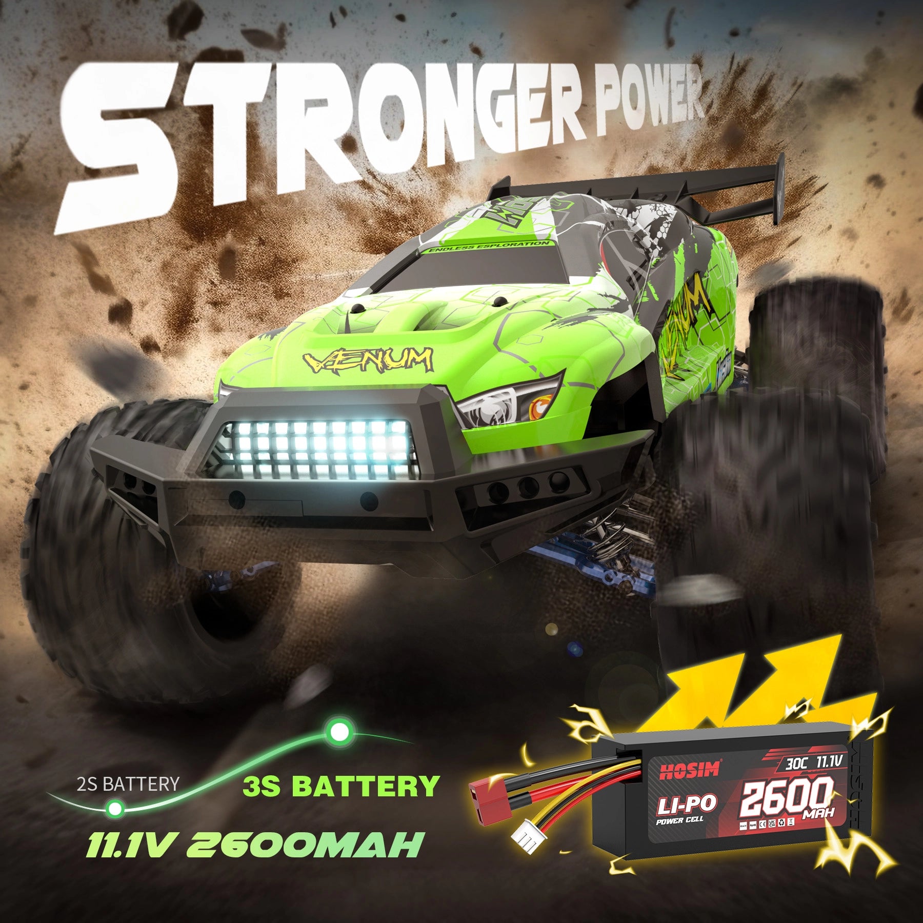 RC Car 1/8 Brushless VENUM X17 50MPH Fast 4WD Drift Off Road Monster Truck For Adults New Upgraded