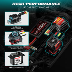 RC Car X10 1:10 Brushless 43+ MPH 4WD High-Speed RC Car with Dual 3S Batteries