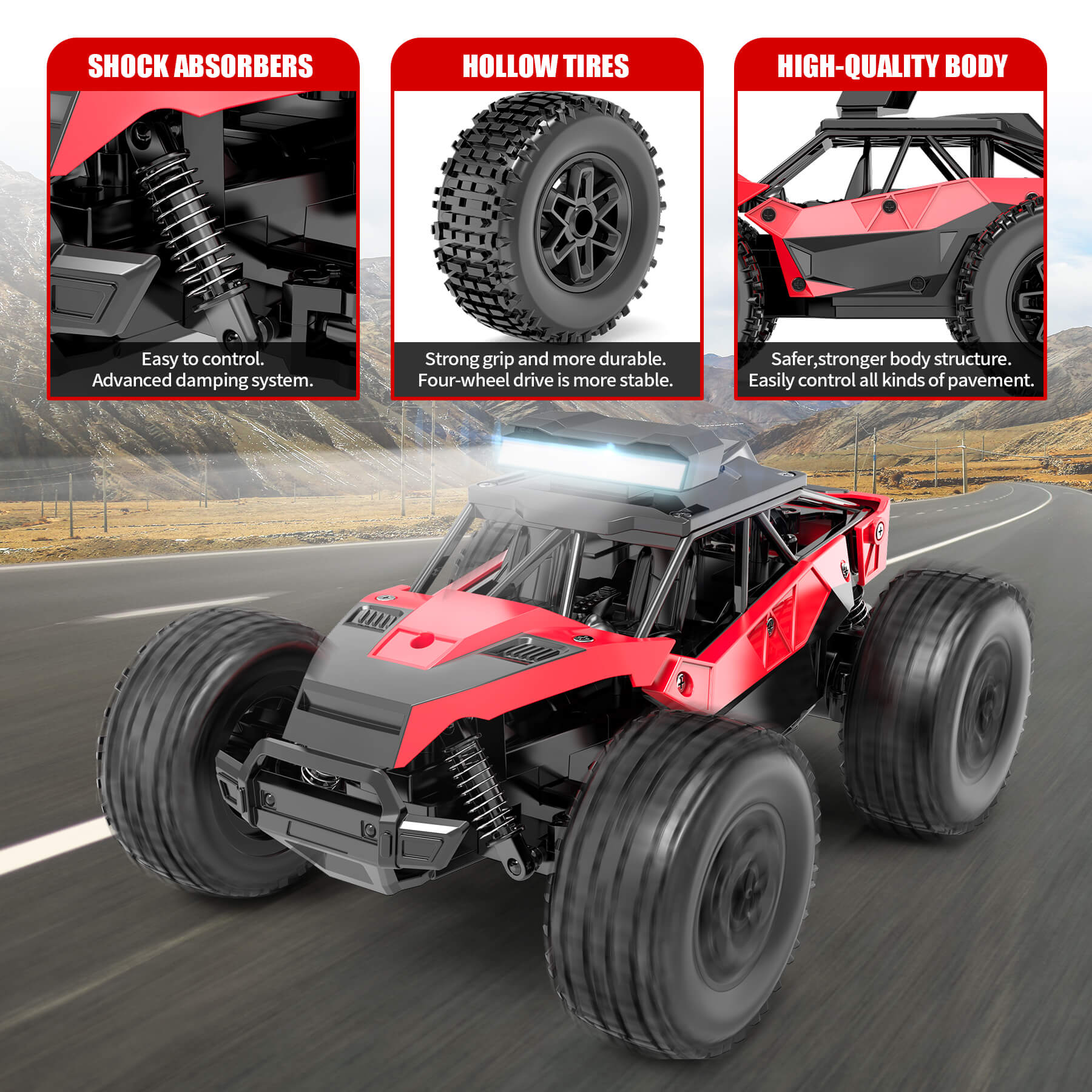 Haijon 1:20 25+kmh High Speed RC Car, Remote Control Truck Radio Off-Road Cars Vehicle Electronic Monster Hobby Buggy for Adults and Children Boys 8836