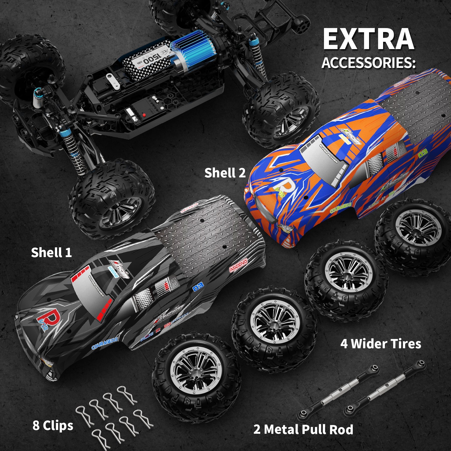 Hosim 1:10 Remote Control Car High Speed RC Car RC Monster Truck 48+ KMH 4X4 Off-Road RC Truck with Headlights