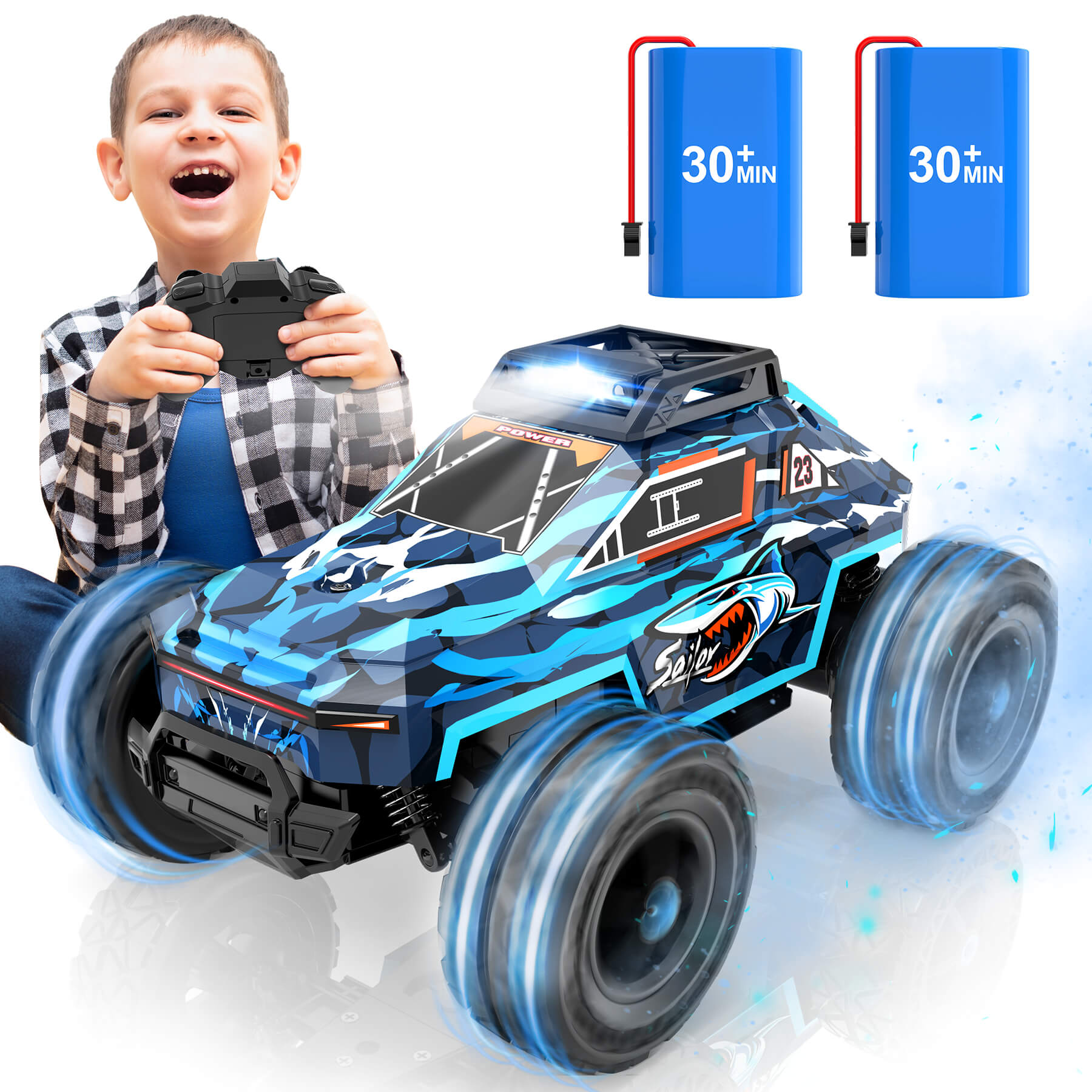 Haijon 1:20 25+kmh High Speed RC Car, Remote Control Truck Radio Off-Road Cars Vehicle Electronic Monster Hobby Buggy for Adults and Children Boys(Blue)