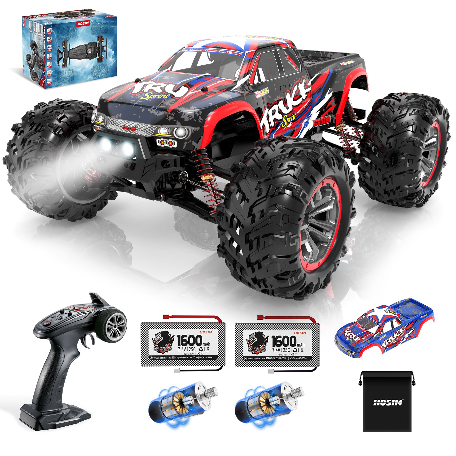 Hosim 1:10 Large Scale RC Car Monster Truck Upgraded 9125 Remote Control Car