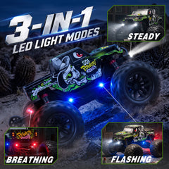 RC Car S01 1/18 38+ KM/H Dual-Motor 4WD All-Terrain Waterproof RC Monster Truck For Boys(Green)