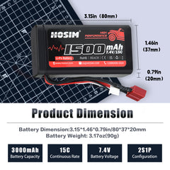 Hosim 2S 7.4V 25C 1500mAh Li-Po Battery for 1:10  X05 X15 X16 RC Car