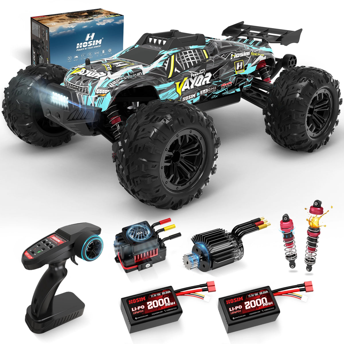 RC Car X10 1:10 Brushless 43+ MPH 4WD High-Speed RC Car with Dual 3S Batteries