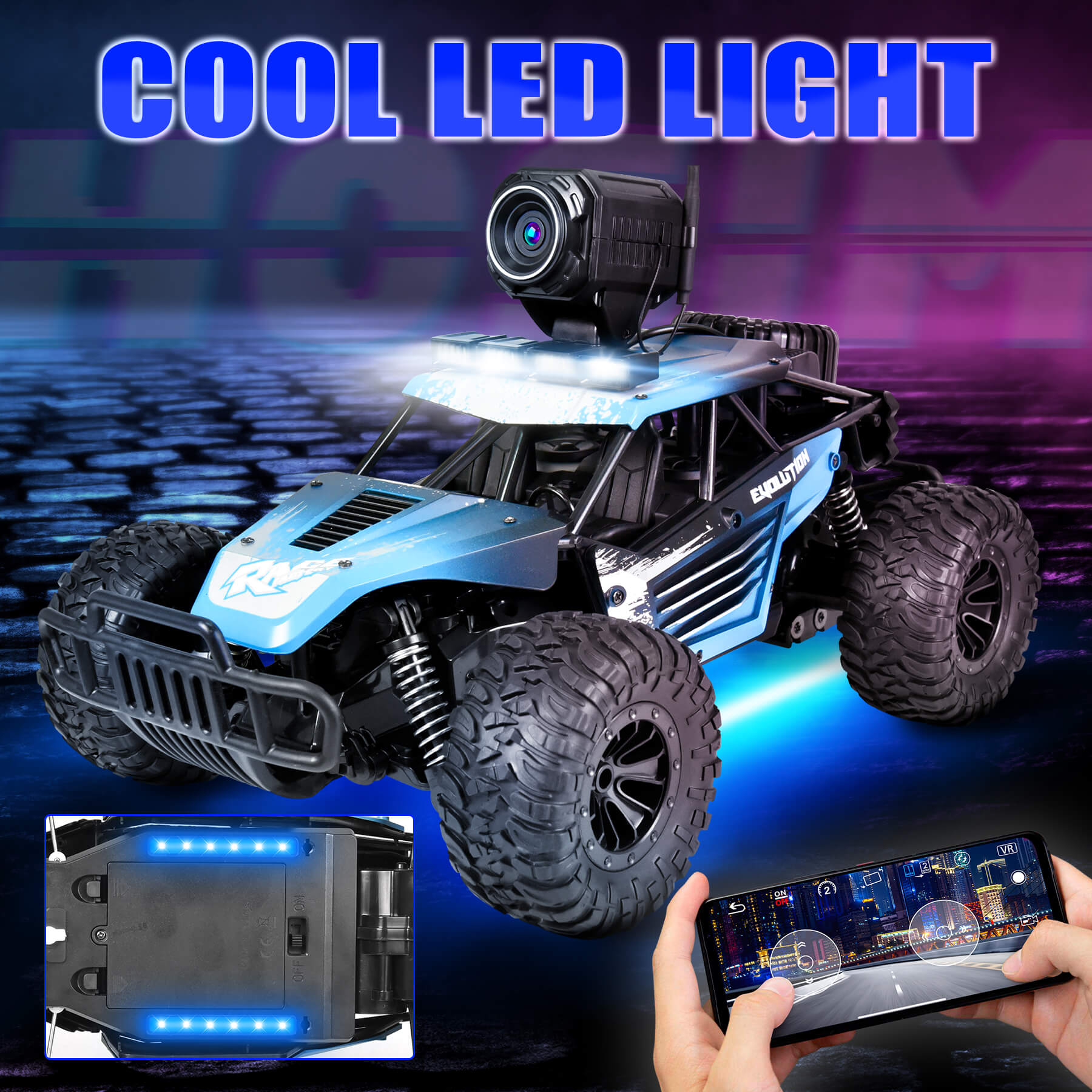 DE65 Remote Control Car with 1080P HD Camera,1:16 Scale RC Cars