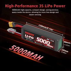 Hosim XT60 2PCS 11.1V 5000mah 30C Li-Po Battery For M33 M23 RC Cars