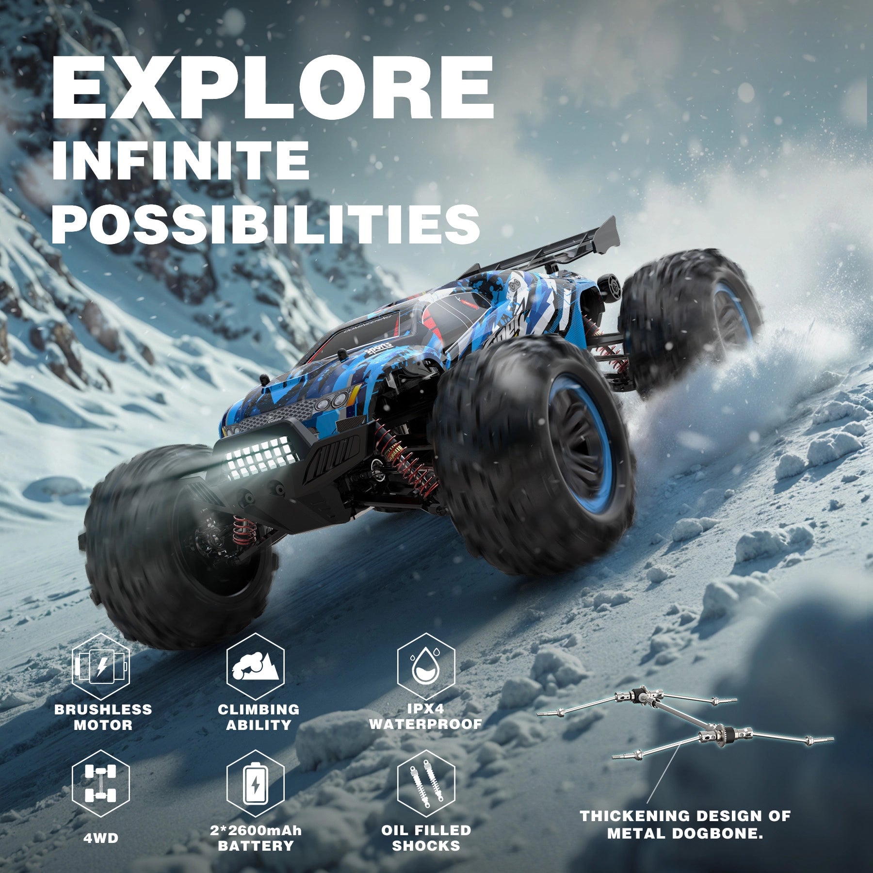RC Car 1/10 Brushless SUPER X07 Fast 40MPH 4WD Off Road RC Monster Truck for Beginners New Version