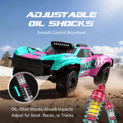 RC Car Mazek M23 1/10 Big Scale 4X4 RTR Professional Short Course Truck 3S/4S Full Metal Drivetrain(Pink)