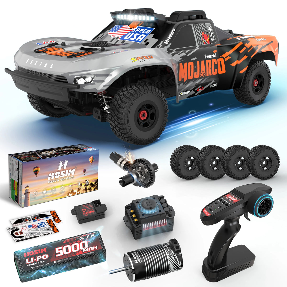 Hosim Mojarco M33 1/8 Big Scale 6S 4X4 RTR Desert Truck 60+MPH Brushless High-Speed 4WD RC Monster All-Metal Drivetrain