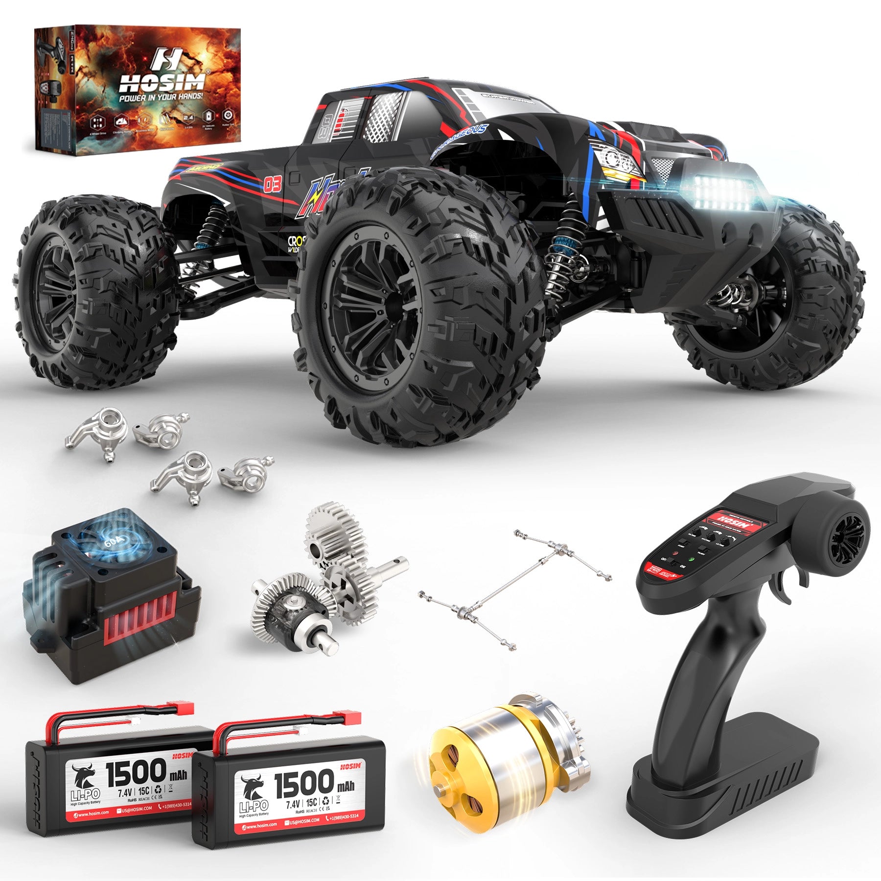 RC Car X16 1/10  Brushless for Adults 62+KMH Fast 2S Bettery RC Monster Trucks 4X4 Waterproof Off Road