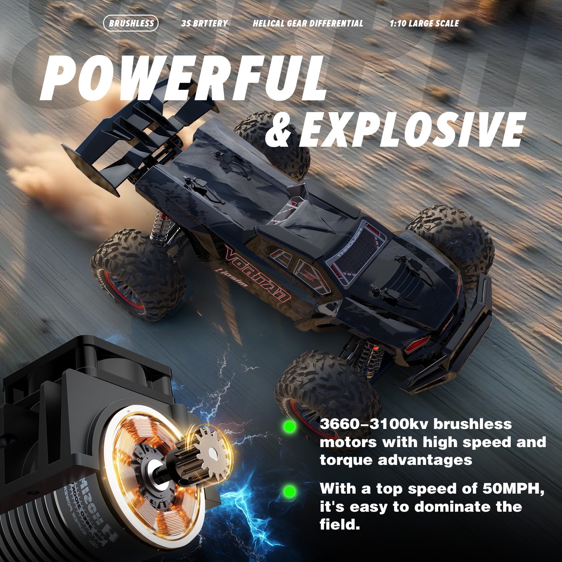 RC Car Mini 1/8 VORTAN X25 Truck for Adults Brushless High Speed All Terrain 4WD