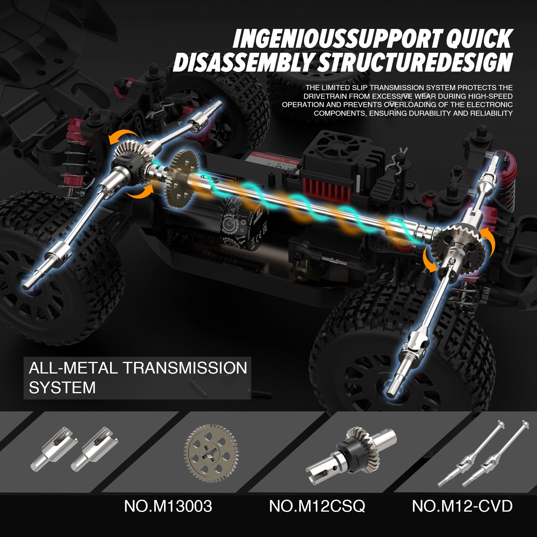 RC Car 1/14 Brushless JAZEX M12 Fast 60KM/H 4x4 All Terrain Off Road for Adults & Boys Hydraulic shock absorbers