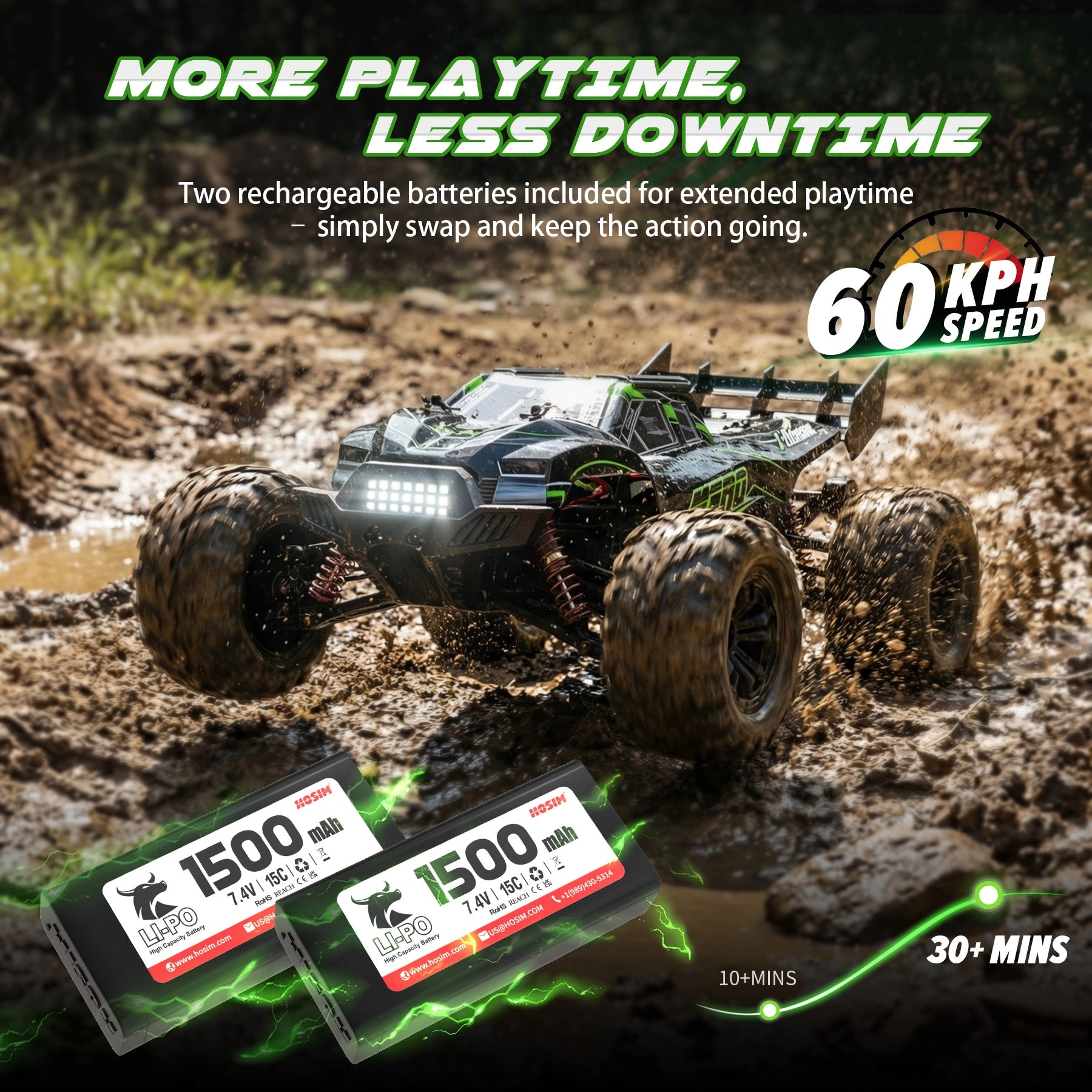 RC Auto 1:10 Bürstenlos Schnell 60KM/H Allradantrieb Geländegängig für Erwachsene & Jungen