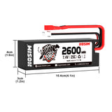 Hosim 2pcs 7.4V 2600mAh 25C T Connector Li-ion Battery Pack with 1 Battery Bag, 1Double battery connector & 1 Strap for X07 RC Cars