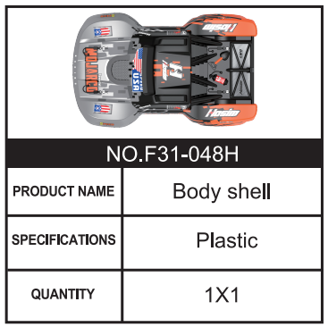 RC Car Body shell F31-048H Accessory Spare Parts for 1:8 M33