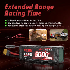 Hosim 11.1V 5000mah 30C XT60 Li-Po Battery for M33 M23 RC Cars