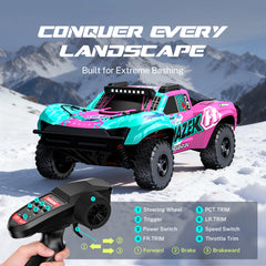 RC Car Mazek M23 1/10 Big Scale 4X4 RTR Professional Short Course Truck 3S/4S Full Metal Drivetrain(Pink)