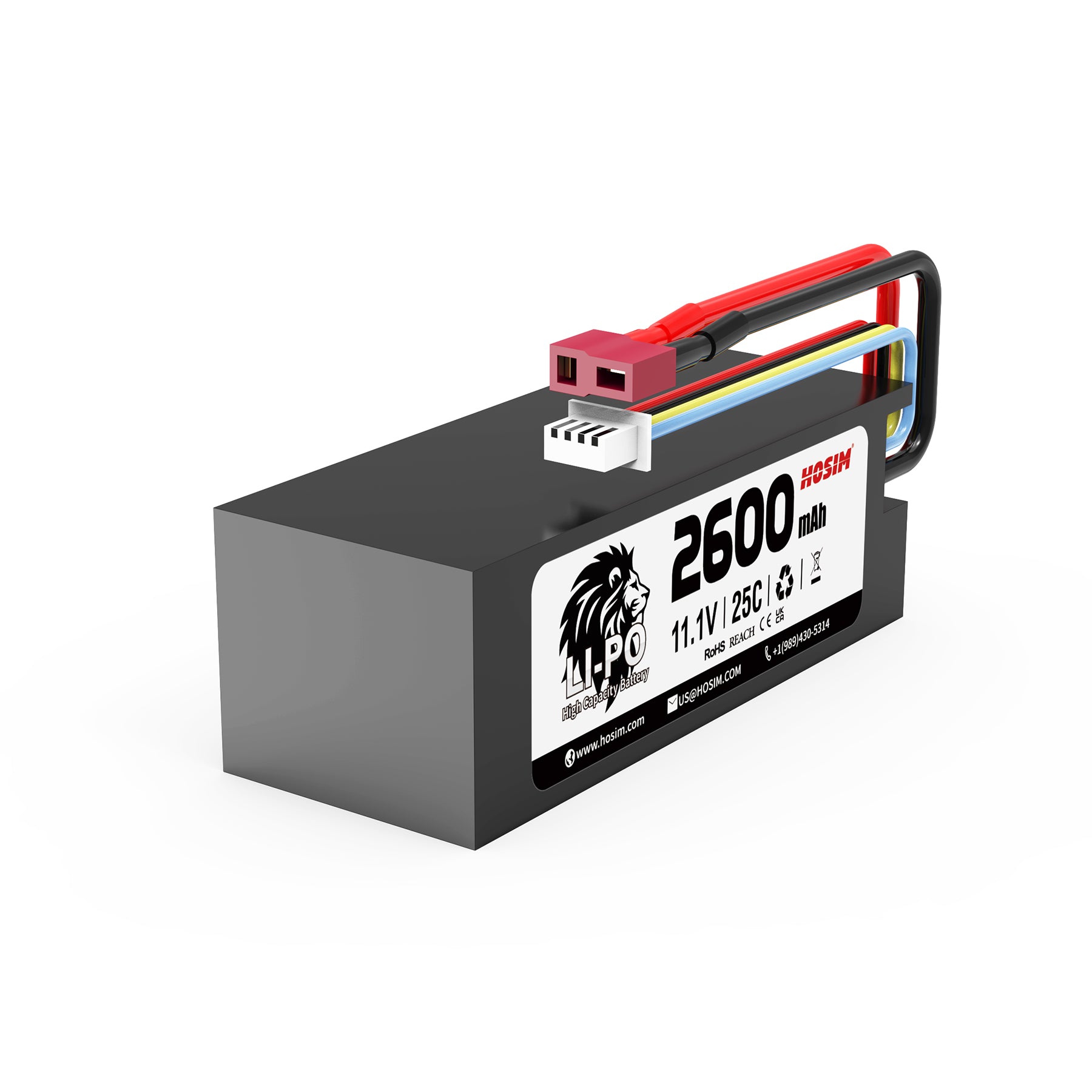 Hosim RC Cars Replacement 25C 11.1V 3S 2600mAh Battery F22-DC Hard Case Use for High Speed RC Truck  1:8 Scale X07 X08 X17 X25 X27
