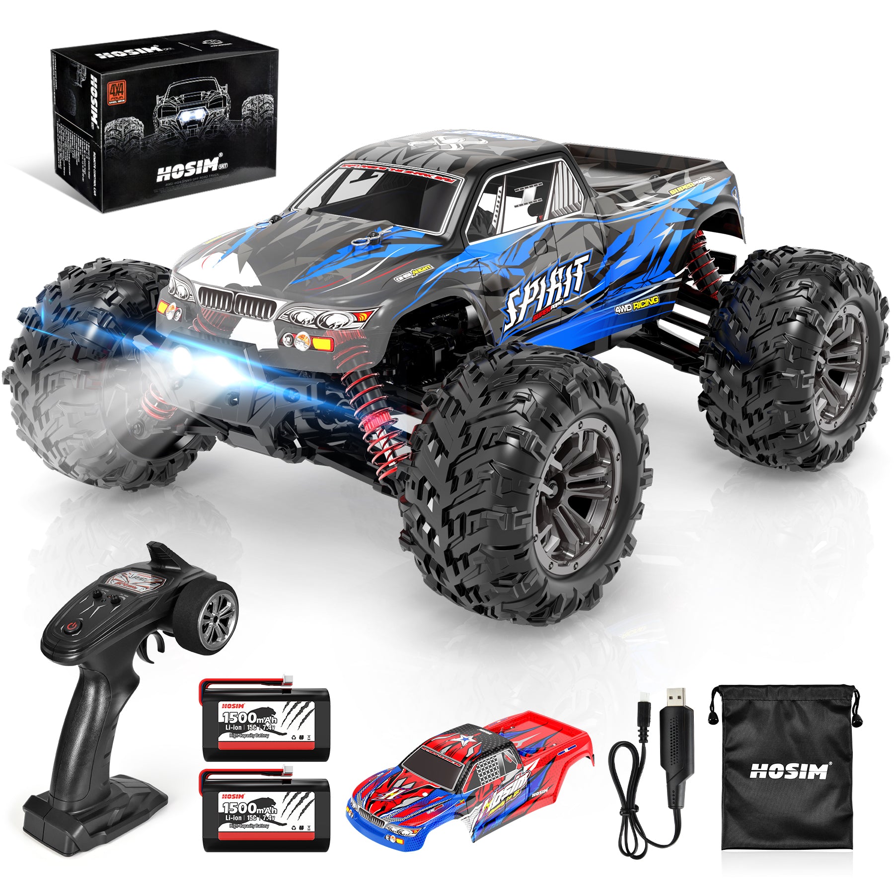 Toy Time Remote Control Monster Truck- 1:16 Scale, 2.4 GHz RC Off