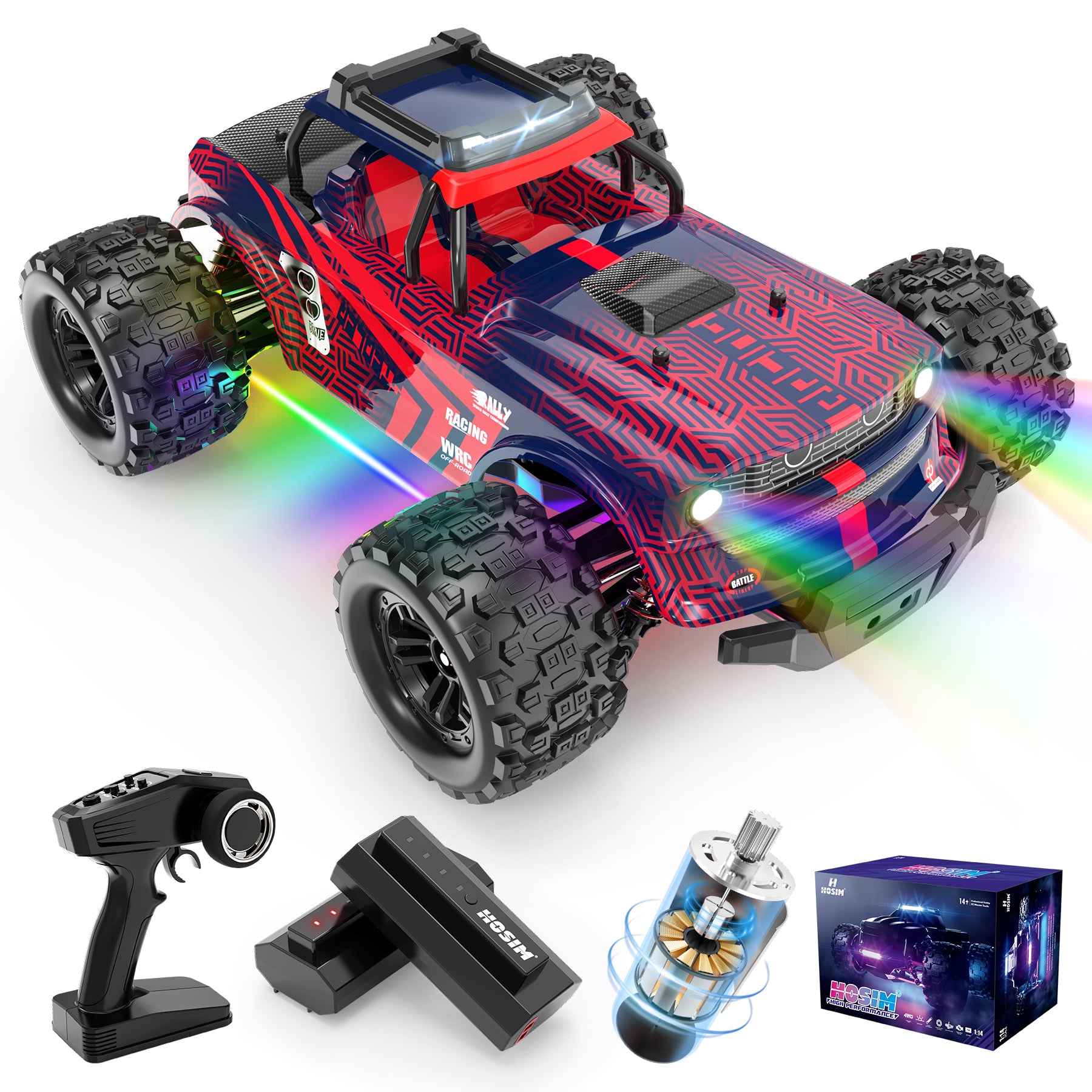 Hosim 1:14  RC Cars for Adults,Remote Control Car High Speed 40+ KPH Hobby Electric Off-Road Jumping RC Monster Truck Crawler Electric Vehicle Car Gift Toy