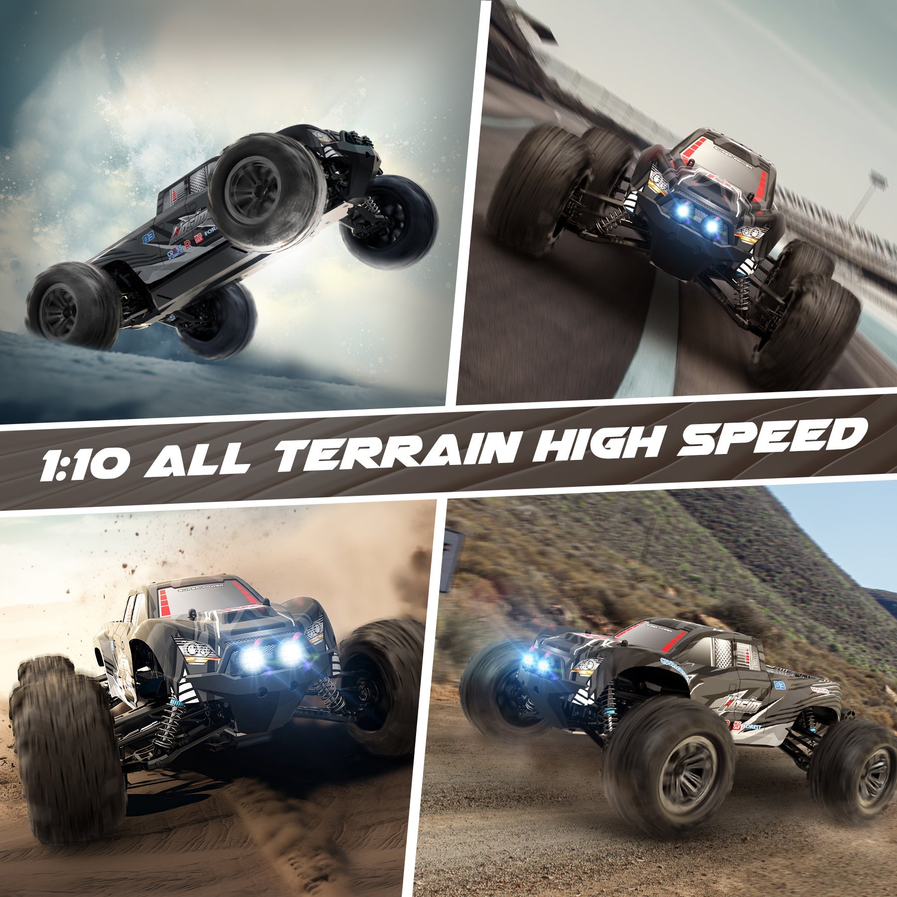 Hosim 1:10 RC Car, High Speed Remote Control Car RC Monster Truck 48+ KMH 4X4 Electric Fast RC Truck with Headlights