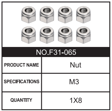 RC Car Nut F31-065 Accessory Spare Parts for 1:8 M33