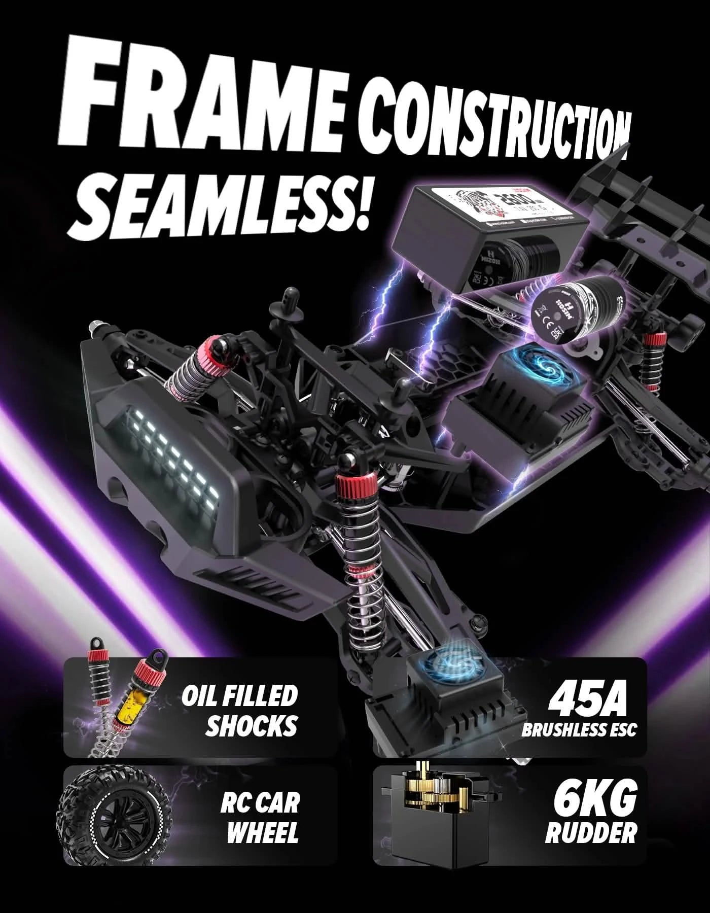 RC Car 1/10 Brushless ZAVOR X15W Fast 43+MPH All Terrain Monster Truck For Adults