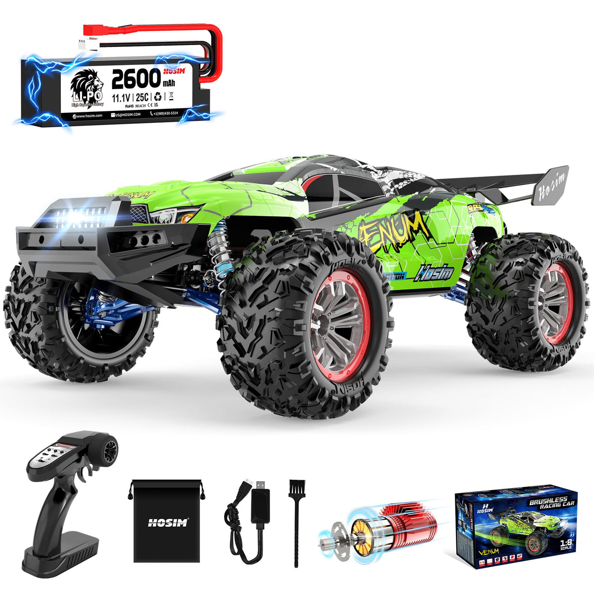 Hosim 1:8 Brushless RC Cars High Speed 80+KM/H Remote Control Car X17 11.1V 25C 4WD Drift Off Road RC Monster Trucks