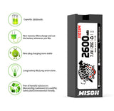 Hosim 2pcs 7.4V 2600mAh 25C T Connector Li-ion Battery Pack with 1 Battery Bag, 1Double battery connector & 1 Strap for X07 RC Cars