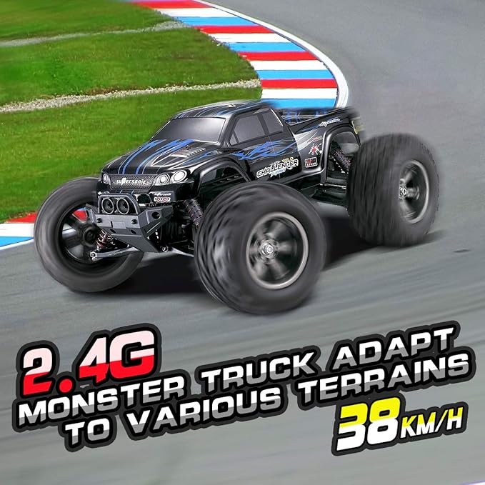 HOSIM All Terrain RC Car 9112, 38km/h 1/12 Scale Radio Controlled Electric Car - Offroad 2.4Ghz 2WD Remote Control Truck for Kids and Adults (Blue)