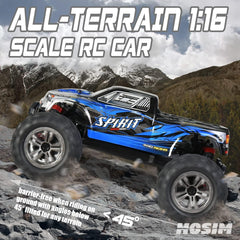 Hosim 1:16 RC Car 4WD  High Speed 2.4Ghz Off-Road Monster Truck For Adult Kids Gift Blue