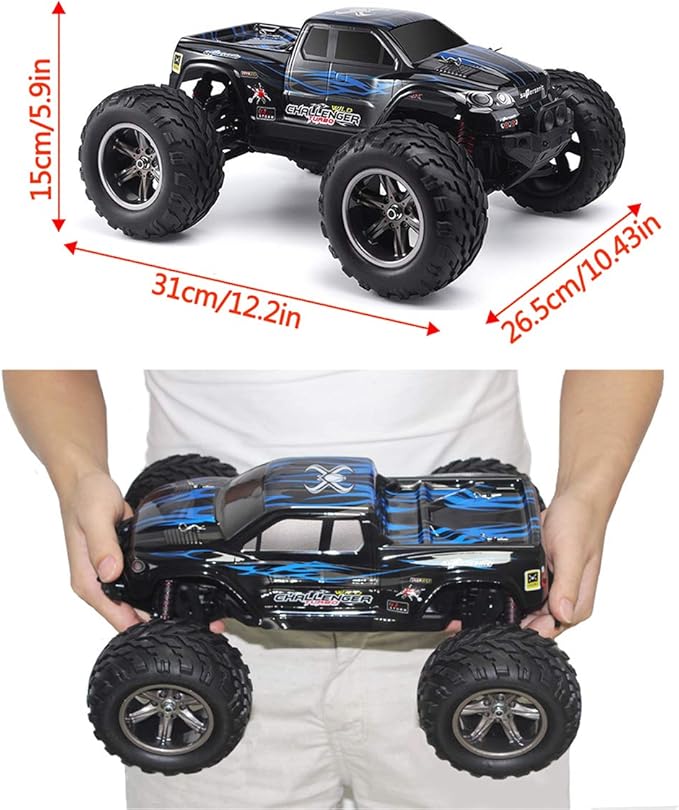 HOSIM All Terrain RC Car 9112, 38km/h 1/12 Scale Radio Controlled Electric Car - Offroad 2.4Ghz 2WD Remote Control Truck for Kids and Adults (Blue)