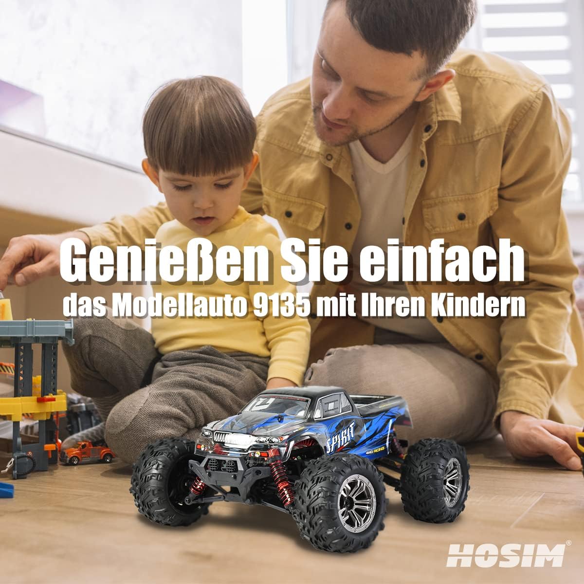 Hosim Ferngesteuertes Auto, 1:16 RC Offroad LKW mit 40km/h, 4WD Spielzeug Crawler für Kinder Und Erwachsene (9135, Blau)