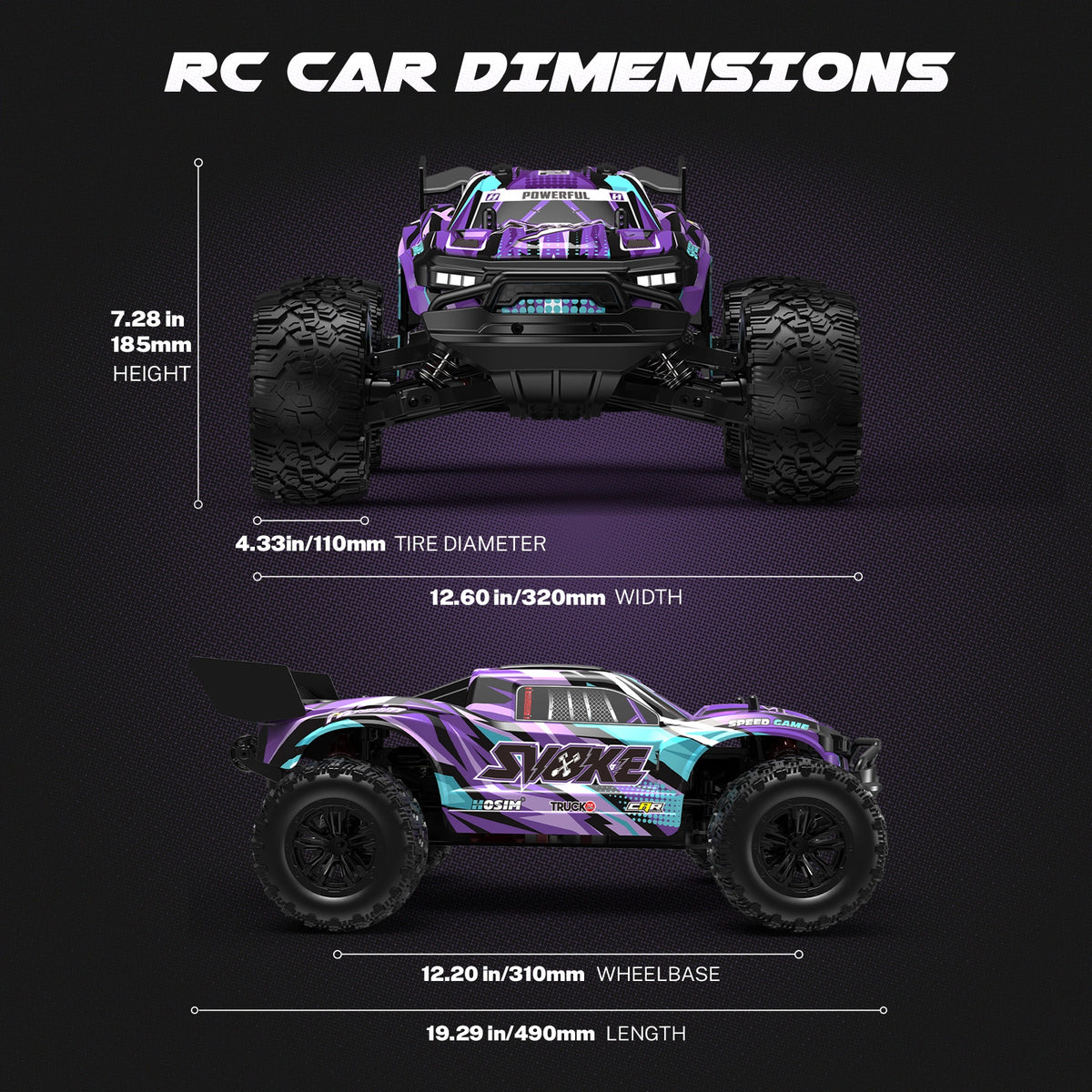 RC-Auto SVOKE S21 1/10 Brushless 4S Ready 43+ MPH 4WD Monstertruck für Erwachsene
