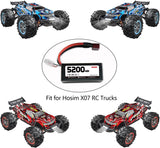 2Pcs Hosim 1:10 Scale RC Cars Replacement 7.4V 5200mAh Battery Hard Case Use for High Speed RC Truck X07 X08