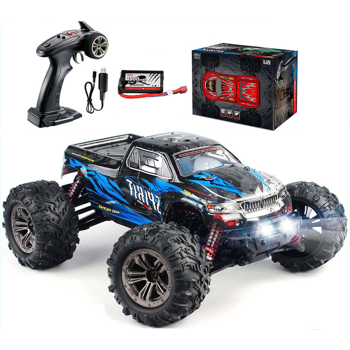 Hosim 1:16 RC Car 4WD  High Speed 2.4Ghz Off-Road Monster Truck For Adult Kids Gift Blue