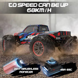 Hosim RC Auto, 1:10 Brushless Ferngesteueres Auto 68+ km/h, RC Car 4WD mit 2 Akkus, Spielzeug für Kinder und Erwachsene (X08)
