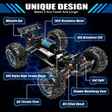 Hosim 1:10 Brushless RC Auto, 4WD 68+ km/h Ferngesteuertes Auto Erwachsene,  Hobby-Grade RC Offroad LKW Kinder (Blau, X07)