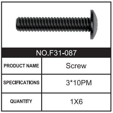 RC Car Screw F31-087 Accessory Spare Parts for 1:8 M33