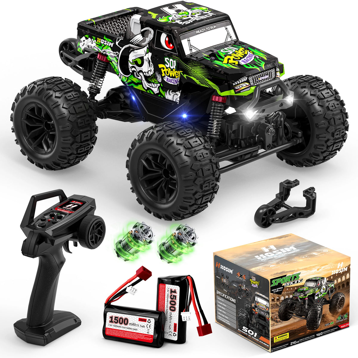RC Car S01 1/18 38+ KM/H Dual-Motor 4WD All-Terrain Waterproof RC Monster Truck For Boys(Orange)