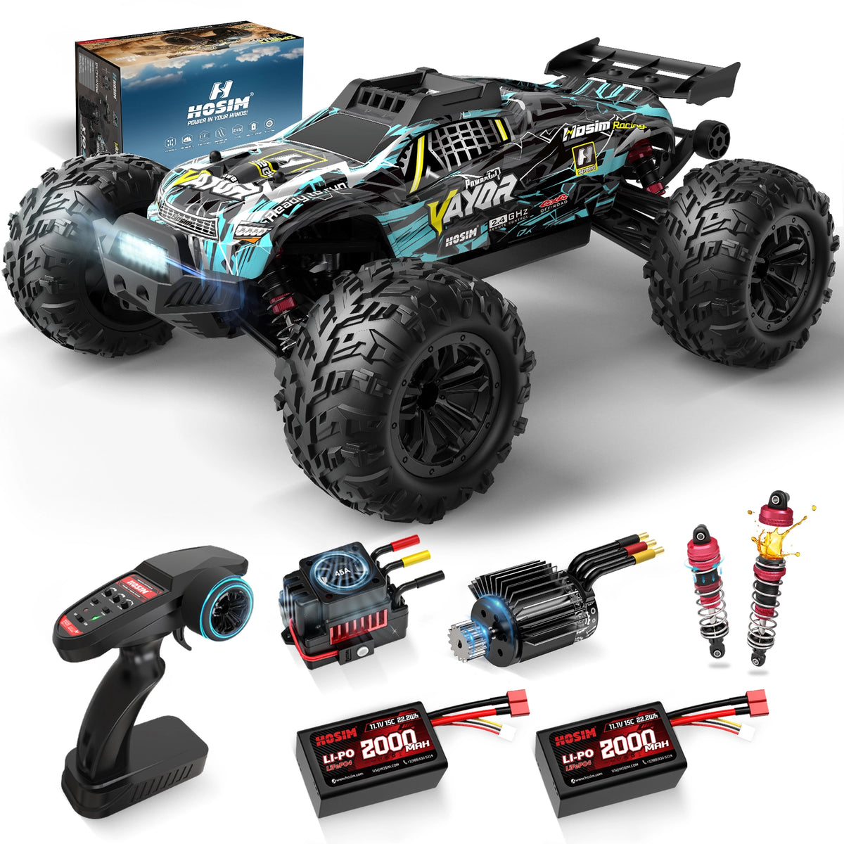 RC Car X10 1:10 Brushless 43+ MPH 4WD High-Speed RC Car with Dual 3S Batteries